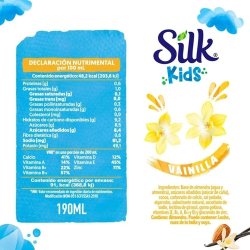 Caja Leche Silk Almendra Vainilla 190 Ml 15 Piezas