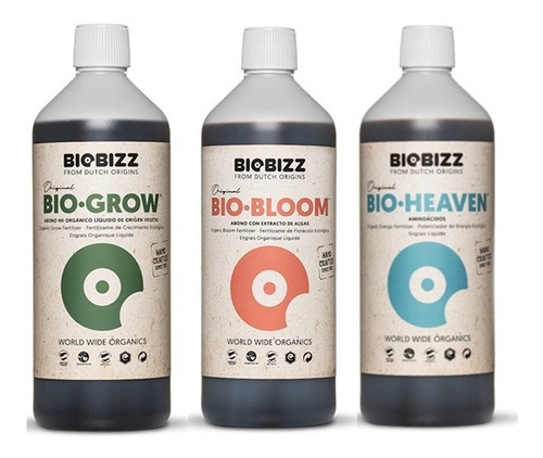 Kit Biobizz Orgânico Grow + Bloom + Heaven 3 X 250ml