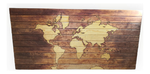 Mapa Mundi De Madera Decoración 175x75 Cm