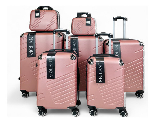 Set Valijas 7 Piezas Gdes Medianas Carry On + Neceser 9056 Rosa