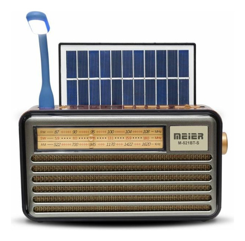 Radio Vintage Panel Solar Camping Bluetooth Am Fm Cargador