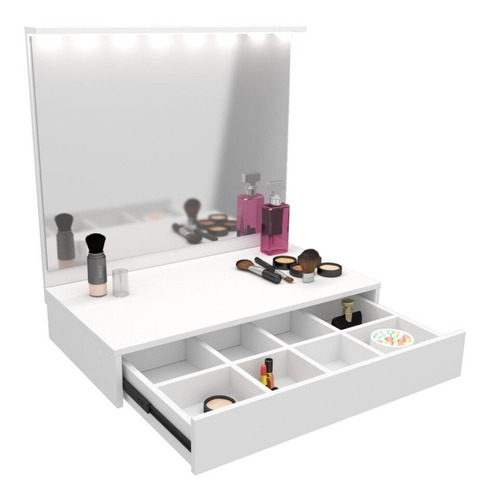 Tocador Organizador  Maquillador  Con Espejo Y Luz Led 