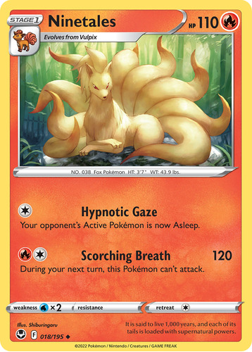 Ninetales 18/195 Pokemon Card Silver Tempest Sword & Shield