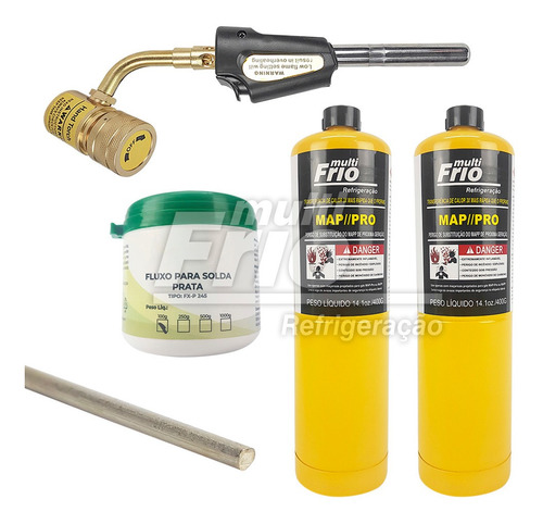 Kit Solda Refrigeração Maçarico Portátil + Recarga + Vareta