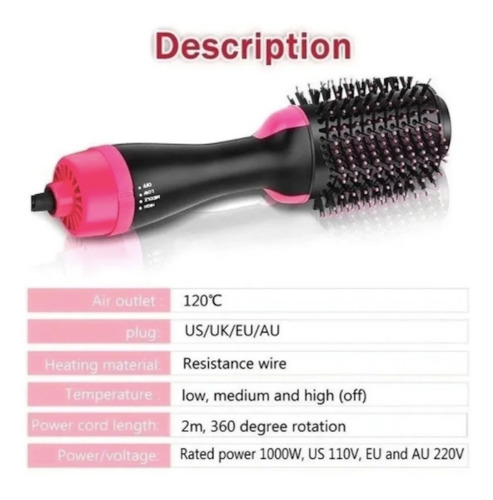Imagen 7 de 7 de Cepillo Cabello Alaciador Rizado Secador Termico Profesional