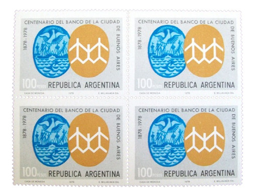 Argentina, Bloq X 4 Gj 1827 Banco Ciudad Bs As 78 Mint L5104