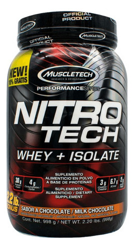 Mt Nitro Tech Bonus Mezcla De Péptidos Y Proteína 2.2 Lbs Sabor Chocolate