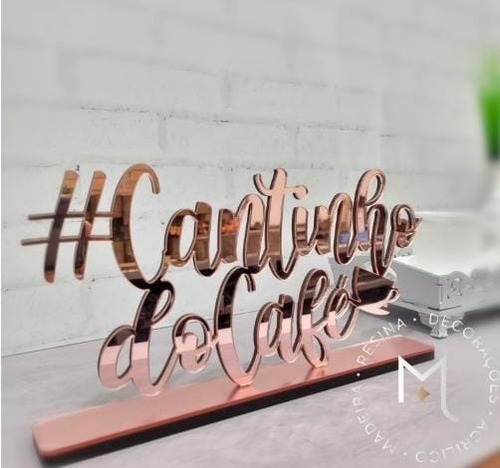 Enfeite Casa #cantinho Do Café - Espelho Decorativo Cor Rose gold Cor da armação Preto