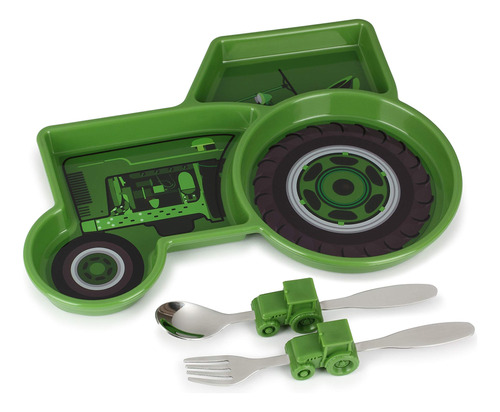 Kids Funwares Juego De Plato Dividido Con Utensilios Para Ni