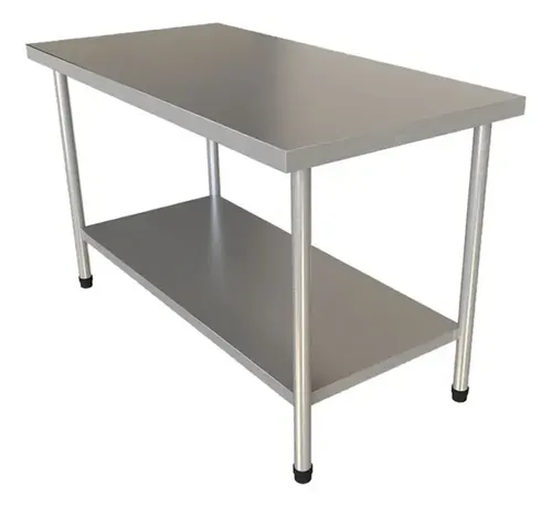 Mesa De Aço Inox 304 140x70x90cm 1 Prateleira Lisa | MercadoLivre