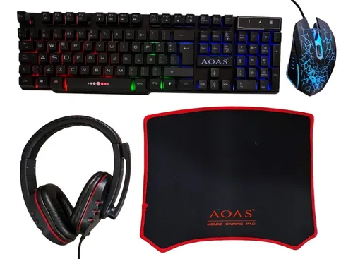 Combo Gamer Rgb Teclado Mouse Auricular Mousepad Profesional