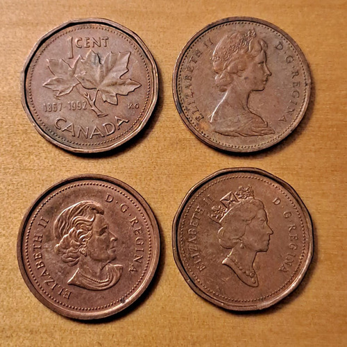Canadá X 4 Monedas 1 Centavo Incluye 1 Centavo 1867 - 1992. (Usado)