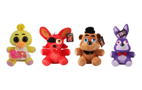 Pack 4 Felpa Fnaf Chica Bonnie Freddy Foxy Con Bolsa