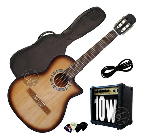 Guitarra Electrocriolla C/ Corte + Amplificador + Accesorios