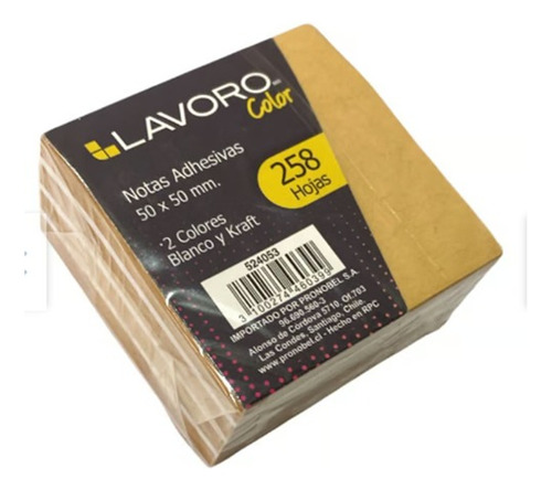 Nota Adhesiva Mini Cubo Tipo Post It Kraft / Blanco 5x5cm