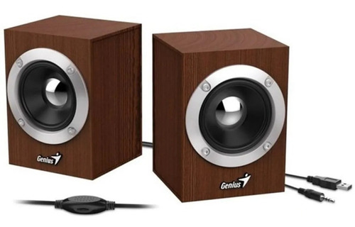 Parlantes Genius Sp-hf280 Madera 6w Usb 3.5 Control Volumen