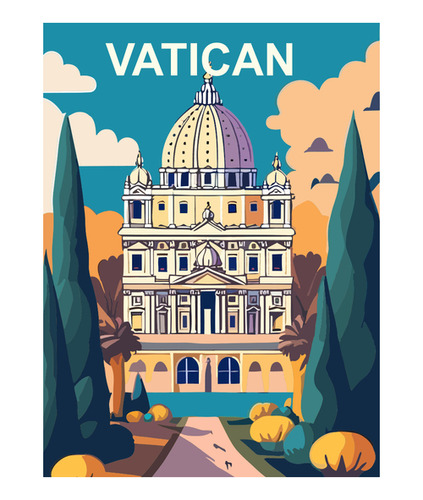 Poster Papel Fotografico Vaticano Cielo Arte Vector 60x80