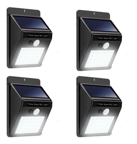 4 Lámparas Solar De 30 Leds Sensor Movimiento Super Oferta