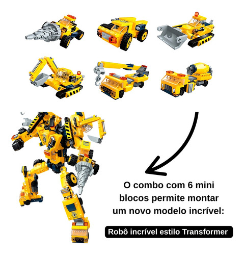 Bloco De Montar Collector Construção Qman Kit C/ 6 Modelos