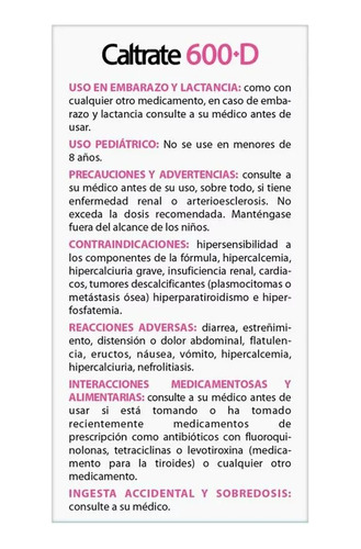 Caltrate 600+d Carbonato De Calcio/ Colecalciferol C/30 Tabs