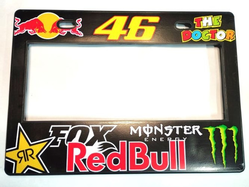 Portaplaca Moto Redbull Negro The Doctor Premium 22.5x16.3cm