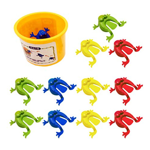 Toyandona 12pcs Jumping Leap Frog Toy Plastic Jumping Frogs