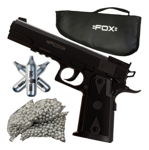Pistola Co2 Aire Comprimido Fox Colt 1911 + Funda + Kit