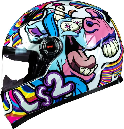 Capacete Fechado Ls2 Ff358 Bubble White Ponei Unicornio Gato Capacete Fechado Ls2 Ff358 Bubble White Ponei Unicornio Gato