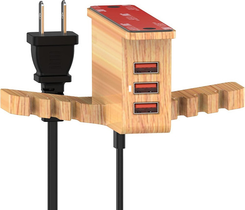Soporte Para Auriculares De Madera Con Cargador Usb