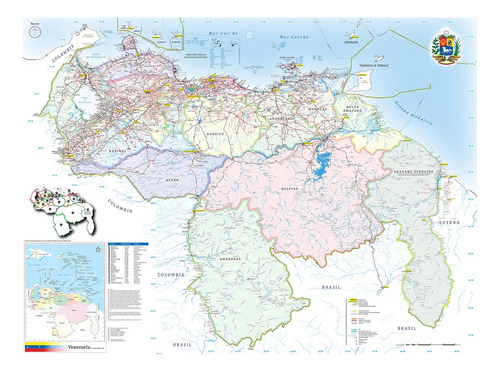 Mapa Político De Venezuela Mapa De Pared Tamaño Gigante