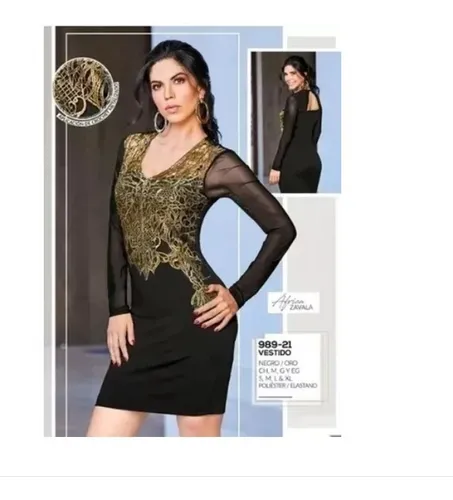 Vestido Cklass Negro/oro. Outlet/saldos Mchn