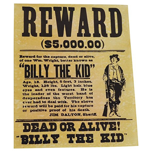 Póster De Billy The Kid  Se Busca, Muerto O Vivo  Bar,...