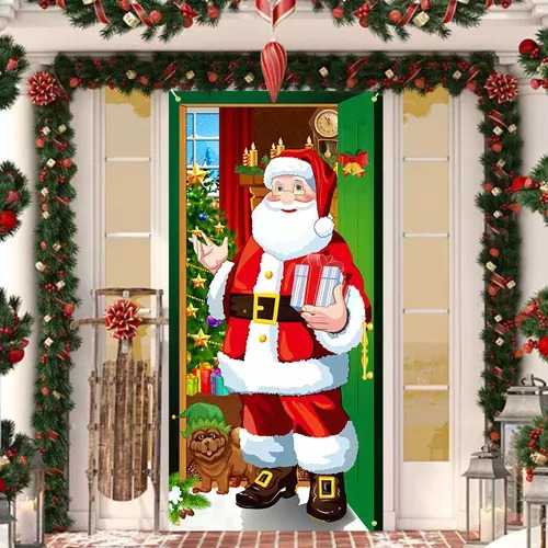 Cubierta Puerta Navidad, Decoración De Fiesta Para Hogar