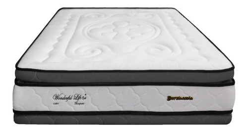 Colchón Sencillo de resortes Dormilandia Wonderful DP blanco y negro - 120cm x 190cm x 34cm con doble pillow top