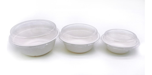 Bowls 350ml+tapa X 125uni Ecológico Compostable Bols Bagazo