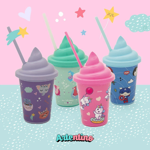 Imagen 2 de 3 de Vaso Helado Regalo Infantil Tapa Sorbete Souvenir Nene Nena