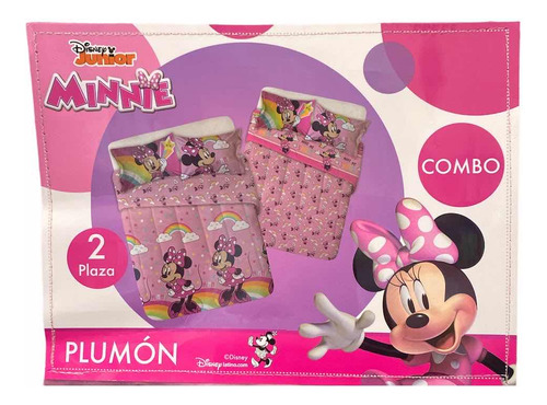 Set De Plumón Y Sábana De Minnie Mouse Arcoíris 2 Plazas