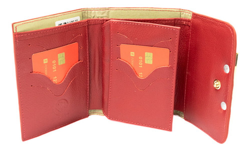 Carteira Feminina Classe Couro Compacta F256 Com Espelho Cor Vermelho