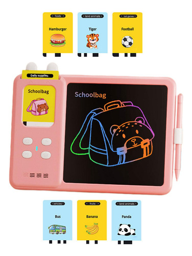 2 En 1 Tableta De Escritura De Tarjetas Flash Parlantes Rosa