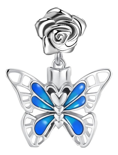 Abalorios De Mariposa Azul Esmaltado Para Pulsera  Flor De R
