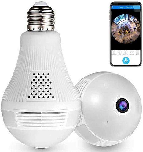 Imagen 1 de 10 de Camara Espia Ip Wifi Mini Seguridad Inalambrica Foco Lampara