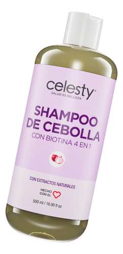 Shampoo De Cebolla Con Biotina 4 En 1 Sin Sal Celesty® 500ml