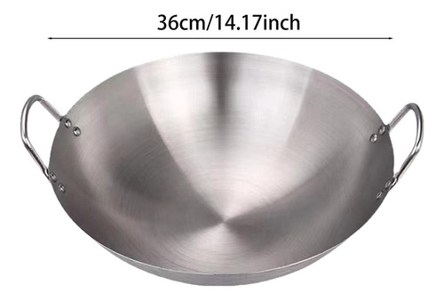 Sartén Wok De Acero Inoxidable Sartén Salteadora 36 Cm