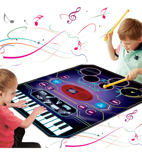 Qshark 2 En 1 Music Learning Toys, Bateria Electronica + Alf