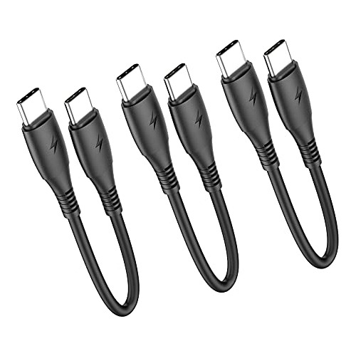 Usb C A C Cable 0.5ft 3pack, 6inch Usb-c 60w Cordones 9z7tu