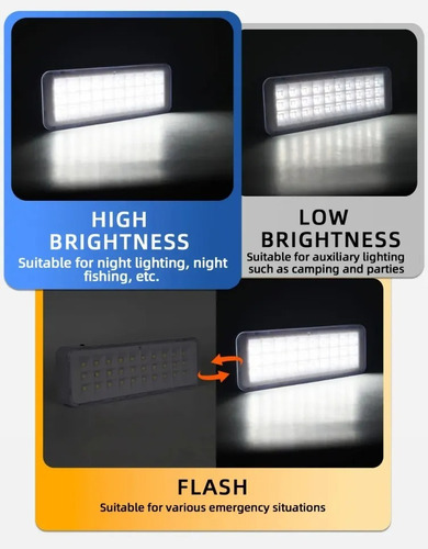 Lámpara Linterna Luz Emergencia Recargable 60led Regulable