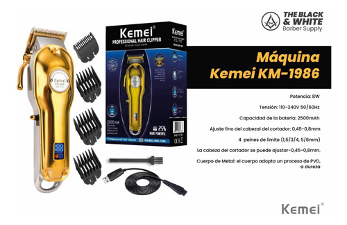 Maquina Kemei Km-1986 (dorada Y Plateada)