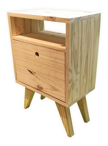 Mesa De Luz Mesita Vintage Nordica Retro Madera Pino H1