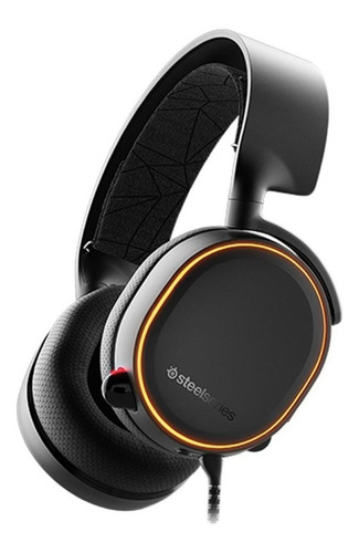 Fone de ouvido on-ear gamer SteelSeries Arctis 5 preto com luz  rgb LED