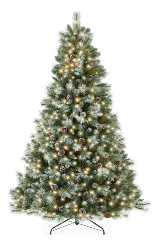 Árbol De Navidad Artificial Esmerilado Preiluminado 6 Ft